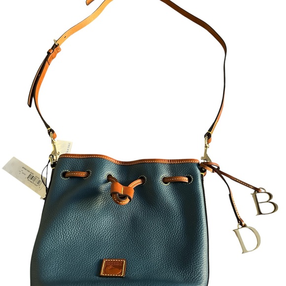 Dooney & Bourke Blue Pebble Grain Leather Drawstring Tote w/ Dust Bag - NWT - Picture 6 of 9
